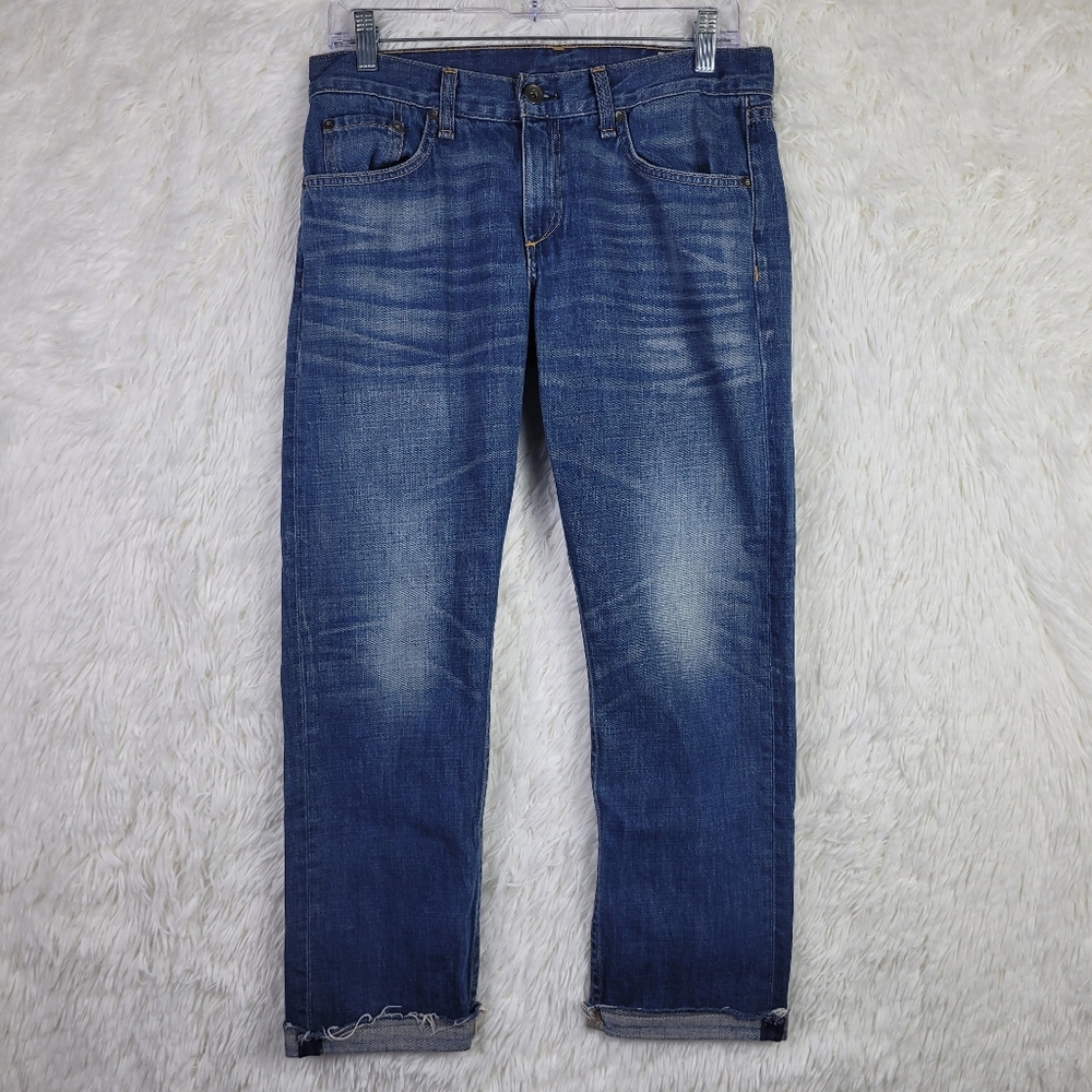 Rag & Bone Womens Cropped Langley Distressed Cuffed Hem Jeans Sz 27‎ USA
